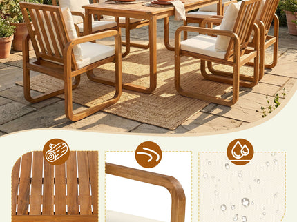 7 Piece Outdoor Patio Dining Set With Removable Cushions