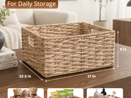 Storage Basket, Handwoven Twisted Weave Basket With Handles Shelf Organizer, Towel Storage, Living Room Storage - Light Brown