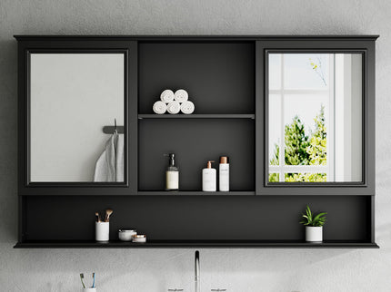 Wall Mounted Bathroom Medicine Cabinet With Double Mirrored Doors