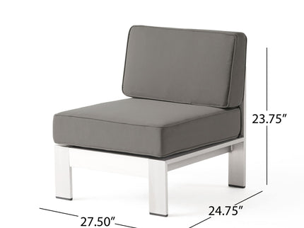 Outdoor Aluminum Armless Chair With Cushion - Silver