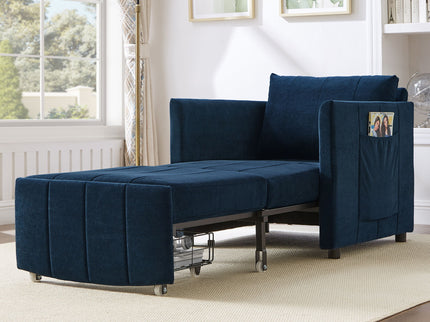 Upholstered Convertible Sleeper Sofa With 5 Position Backrest, Side Pockets, Storage