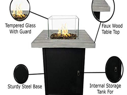 Reinforced Propane Fire Pit Table - Black / Gray