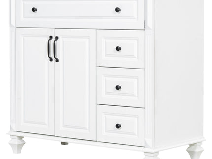 Modern Bathroom Vanity With Sink, 3 Drawers & 2 Doors