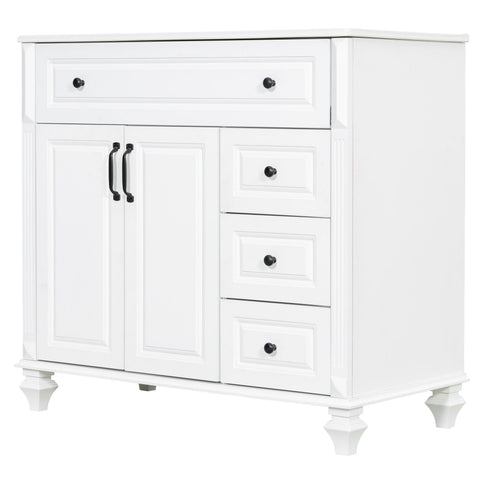 Modern Bathroom Vanity With Sink, 3 Drawers & 2 Doors