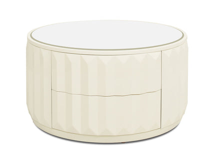 Facino - Round Storage Coffee Table - White Birch