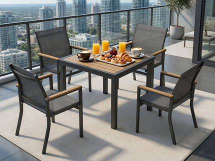 Outdoor Square Patio Slatted Dining Table - Gray