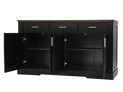 Fluted Sideboard Buffet Cabinet With 4 Doors And 3 Drawers