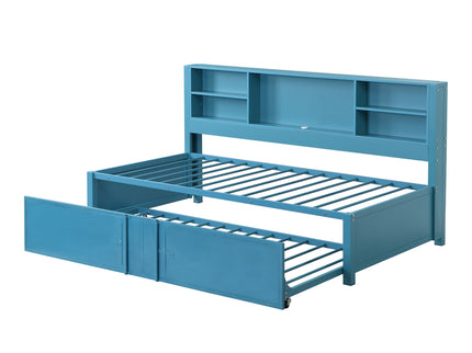 Industrial Metal Daybed With Trundle, Storage Shelves, USB Ports