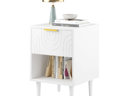Nightstand With 1 Drawer And Open Shelf - White