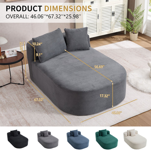 Oversized Chaise Lounge Sofa Bed With Deep Seat And Soft Pillows