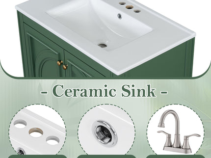 Bathroom Vanity With Sink With 2 Doors And Adjustable Shelf