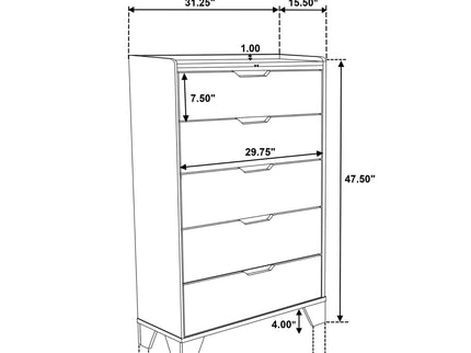 Packard - 5 Drawer Chest - Oak