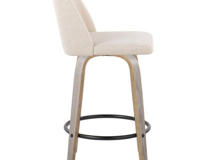 Toriano - Contemporary Fixed Height Counter Stool With Swivel & Round Footrest (Set of 2)