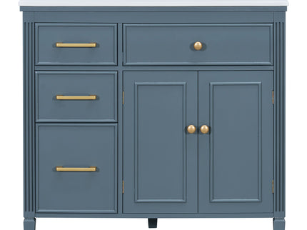 Bathroom Vanity With Sink, 1 Tip Out Drawer, 3 Side Drawers, Adjustable Shelf