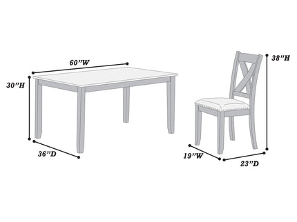 7 Piece Dining Room Furniture, Table And 6 Chairs Set - Gray