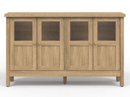 Buffet Cabinet With 4 Doors, Adjustable Shelves Handles - Natural