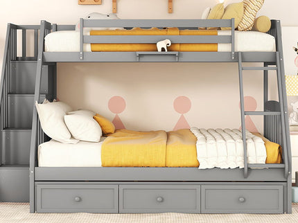 Bunk Bed With Drawers, Ladder And Storage Staircase