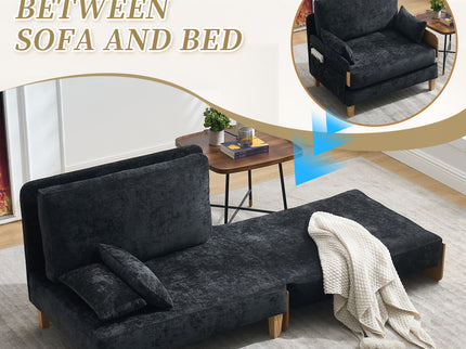 Mid Century Modern Foldable Sofa Bed, 3 In 1 Convertible Sleeper With 3 Pillows