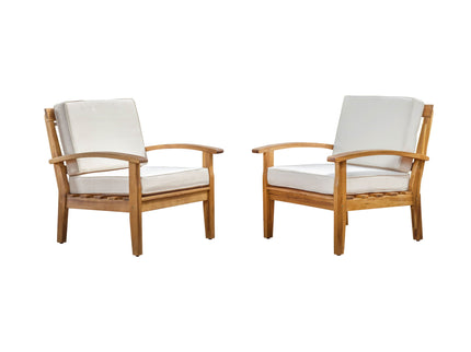 Outdoor Club Chair With Cushion And Acacia Wood Frame - Teak