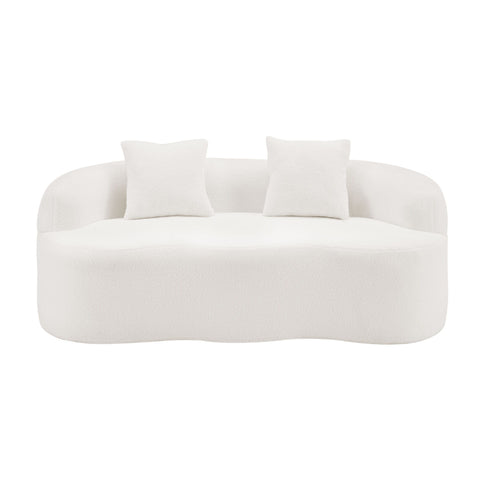 Curved Loveseat Sofa With Round Armrest