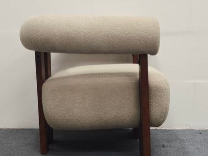 C - Shaped Chunky Arm Accent Chair - Beige / Brown