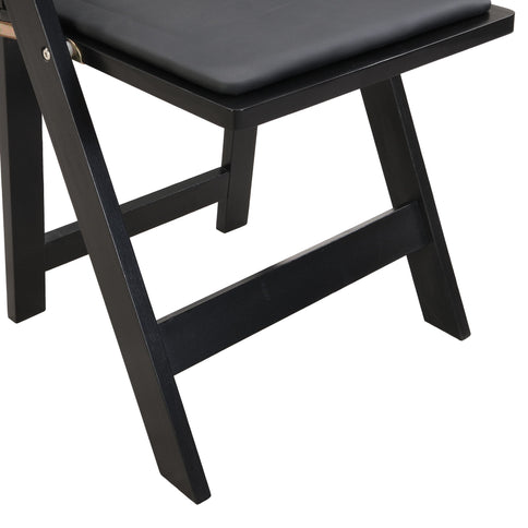 Solid Wood Upholstered Folding Chair Set, Dining Room (Set of 4)