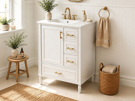 Modern Bathroom Vanity With Sink, Soft Close Doors, 3 Drawers