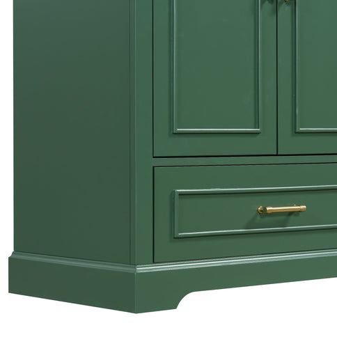 Bathroom Vanity With Sink, 1 Divided Drawer And 2 Soft Close Doors With Double Shelf