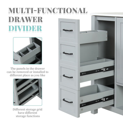 Bathroom Vanity With Sink Top, Bathroom Vanity Cabinet With 2 Doors And 2 Drawers, Open Shelf