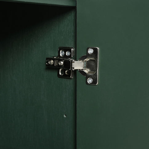 Modern Wood Sideboard Cabinet With Carved Door Panels, Adjustable Shelves, And Sturdy Metal Legs