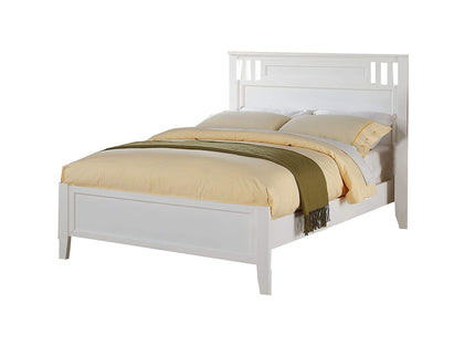 Simple Frame With Headboard And Vertical Carved Design