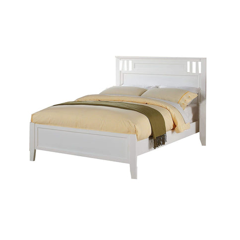 Simple Frame With Headboard And Vertical Carved Design