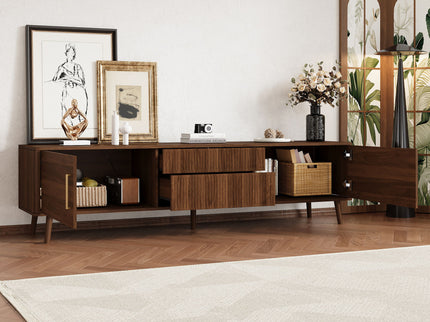 TV Stand With 2 Drawers, Media Console Table - Walnut