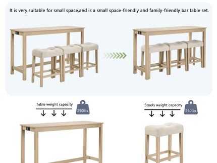 4 Piece Bar Table Set With Power Outlet