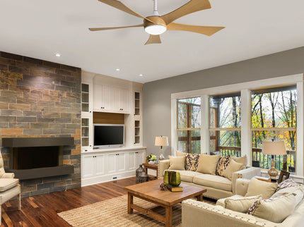 52" Ceiling Fan With 22W LED Light And Remote Control, 50 / 10 / 24 Downrod - White