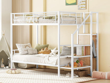 Bunk Bed With Lateral Storage Ladder And Wardrobe