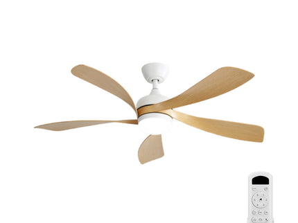 52" Ceiling Fan With 3 Color Dimmable LED Light, 5 Blades, Remote Control, Reversible DC Motor