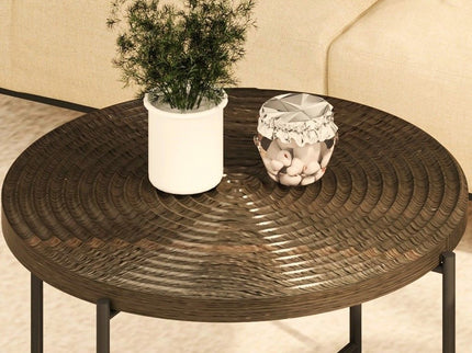 Coffee And End Table Set Waterproof Cover, Distressed Cylindrical Design, Legs Classic Rustic Charm (Set of 2)