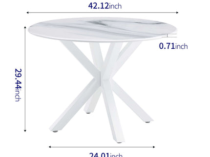 Cross Leg Dining Table With Round Top, For 4 - 6 People - White