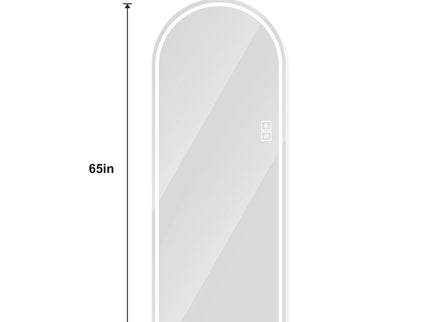 Arch Design LED Full Length Mirror, Dimmable, High Definition, Explosion Proof, 65" X 21" - Silver