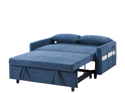 Pull Out Sleep Sofa Bed Loveseats Sofa Couch With Adjsutable Backrest, Storage Pockets, 2 Soft Pillows, USB Ports For Living Room, Bedroom, Apartment, Office