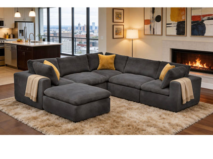 Custom Configuration Modular Sectional With Toss Pillows