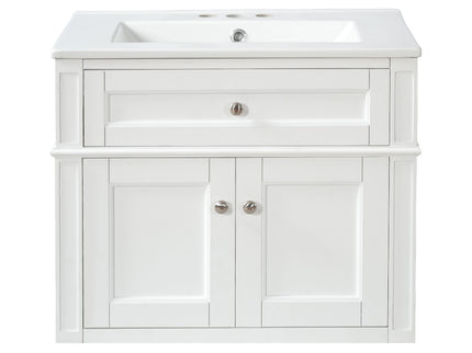 Wall Mounted Bathroom Vanity With Tip Out Drawer And Open Back Design