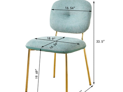 Modern Dining Chairs (Set of 2) Upholstered Accent Chairs With Metal Legs Space Saving Contemporary Seating - Green
