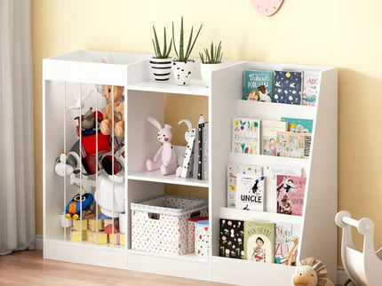 Bookshelf And Toy Storage, 3 Tier Montessori Bookcase With Stuffed Animal Organizer - White