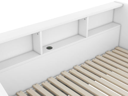 Daybed Frame With Storage Bookcases, 2 Drawers, Charging Station
