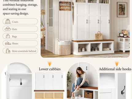 Classic Arched Design Hall Tree With 3 Hidden Storage