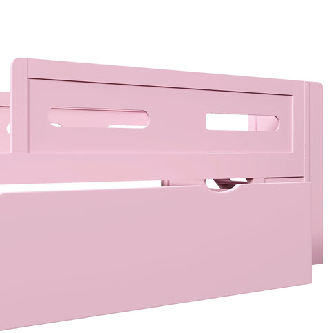 Platform Bed With Guardrail And Drawer