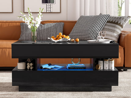 Multi Functional Lift Top Coffee Table With 2 Drawers
