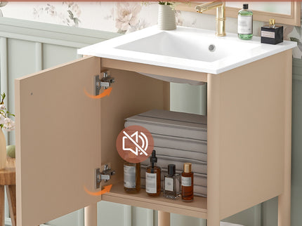 Bathroom Vanity With Sink, Freestanding Single Cabinet Set - Cream White
